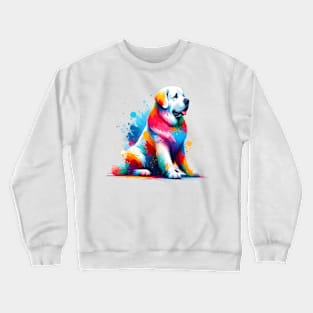 Kuvasz in Vibrant Splashed Paint Art Style Crewneck Sweatshirt